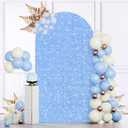 Arch Covers Sequin Light Blue Spandex Arch Cover 6.6ft Glitter Arch Cover Backdrop Fabric Wedding Arch Covers Stretchy Backdrop Sequin Arch Back Drop for Party Anniversary Birthday Decor