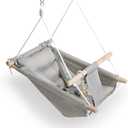 Baby Swing Indoor and Outdoor, Canvas Hammock Swing for Baby to Toddler with a Comfortable Seat, Macaroon Wooden Toy, Adjustable 5-Point Harness, 3 Modes, Gift for Baby Boys Girls, Grey