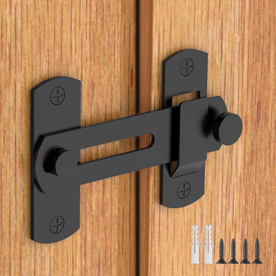 180 Degree Flip Sliding Barn Door Lock for Privacy - Safe Door Locks and Latches for Pet, Bathroom, Outdoor, Garage, Window, Sliding Door