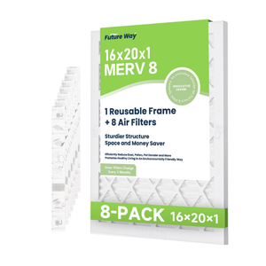 Future Way 16x20x1 Air Filters, 4-Pack with Reusable Frame, MERV 08, MPR 1900 AC Furnace Filters, Space Saving & Cost-effective