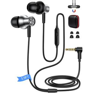 3.5mm Wired Earphone 5.9FT Jack Wired Earbuds in-Ear Noise Canceling School Supplies Computer PC Headphone Right Angle Corded Gaming Headset for Moto Edge G Stylus Pure Power Samsung A15 A14 Airplane
