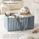 Blissful Diary Baby Diaper Caddy Organizer, Stylish Storage Basket for Newborn Essentials and Diaper Station, Gift for Baby Shower and Registry Must-Have, Dusty Blue