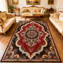 8x10FT Area Rug Boho, Floral Rug for Living Room, Washable Non Slip, Red