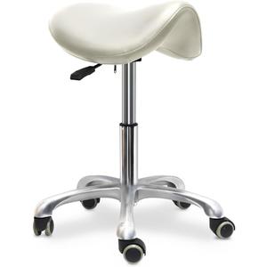 Saddle Stool with Wheels,Rolling Stool,Rolling Chair Ergonomic Swivel Rolling Chair with Hydraulic Lifting Height Adjustable Rolling for Office Medical Massage Salon Drafting(White)