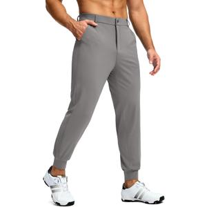 Pudolla Mens Stretch Golf Joggers with 3 Pockets Lightweight Slim Fit Work Dress Pants for Men Belt Loops(Light Grey M)