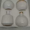 Boho Minimalist Small Ceramic Vase Set of 4 for Bedroom Living Room Office Fireplace Centerpiece Antique White Vintage Farmhouse Rustic Retro Flower Vases Home Decor Gift for Fake Plants