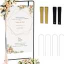 Babenest Welcome Sign Stand, Black Adjustable Metal Linen Sign Holder with 4 Ground Stakes & 2 Leather Straps, Wedding Banners & Posters for Baby Bridal Valentine Standing Display (Without signs)