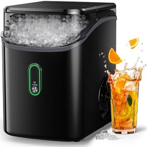 Silonn Nugget Ice Maker Countertop, Pebble Ice Maker with Soft Chewable Ice, One-Click Operation Ice Machine with Self-Cleaning, 33lbs/24H for Home,Kitchen,Office (Black)