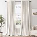 Cream Full Blackout Linen Curtains 90 Inch Length 2 Panels for Bedroom Back Tab Rod Pocket Thermal Insulated 100% Black Out Linen Drapes Living Room Darkening Window Curtains 90 Inches Long (Natural Beige)