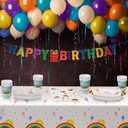 KatchOn, Rainbow Birthday Decorations - Huge Pack of 116, Serve 25 | Plates, Cups, Napkins and Banner for Rainbow Birthday Party Decorations | Bday Party Supplies, Colorful Bday Decoration