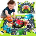 Big Cartoon Truck Car Toys for 1 Year Old Boy with Playmat/Storage Bag|Baby and Toddler Toys 12-18 Months & Age 1-2|1st Birthday Gift for Baby Toys 1 Year Old