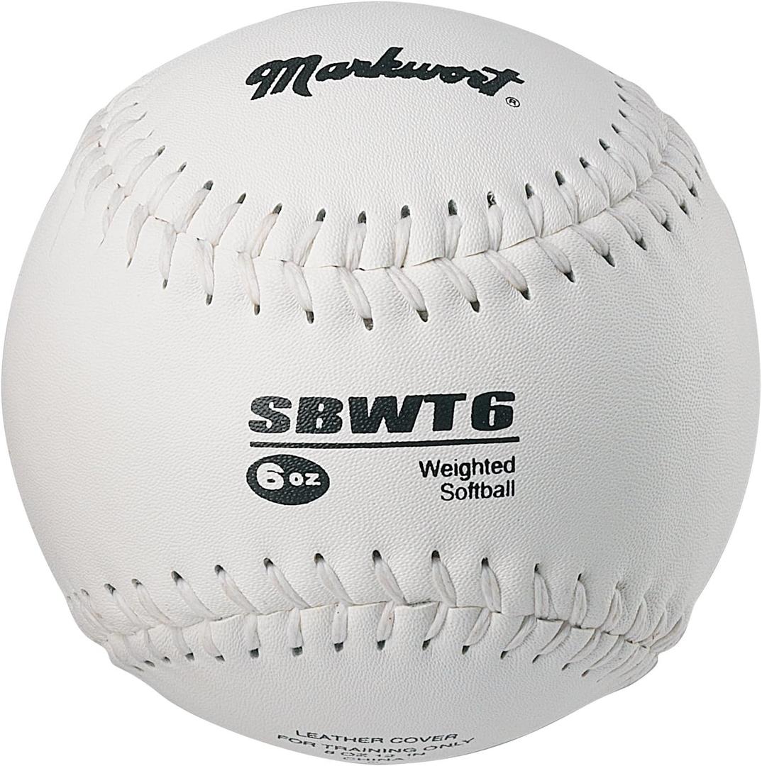 Markwort Weighted 12-Inch Softball-Leather Cover, White, 6 Oz