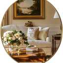 ANDY STAR Gold Round Mirror, 24’’ Brushed Gold Circle Bathroom Mirrors in Stainless Steel Metal Frame 1" Deep Set Design