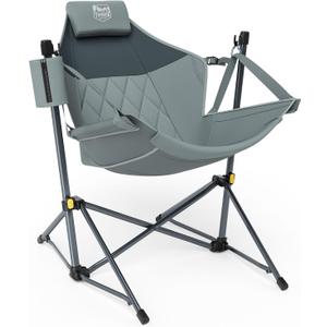 TIMBER RIDGE Hammock Camping Chair with Adjustable Backrest, Heavy Duty Folding Hammock Chair Supports 300lbs, Portable Hammock Chair for Camping, Travelling and Patio, Grey