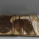 Jinzhenhong 3Pcs Modern Wooden Wall Sculptures, Leaf Sign Vintage Tropical Plant Wall, Wood Rustic Palm Leaf Wall Art Decor for Living Room Bathroom Bedroom Office (Leaf 1 Dark Brown)