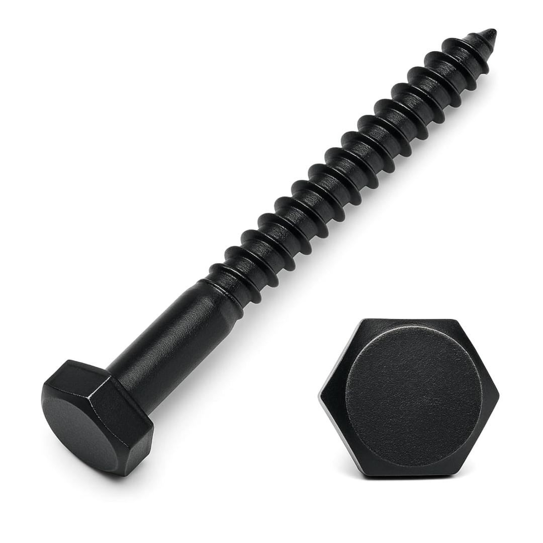 1/2 x 3-1/2 Black Lag Bolts, 10 PCs Heavy Duty Dacromet-Coated 304 Stainless Wood Lag Screws, Hex Head for Outdoor Framing Construction