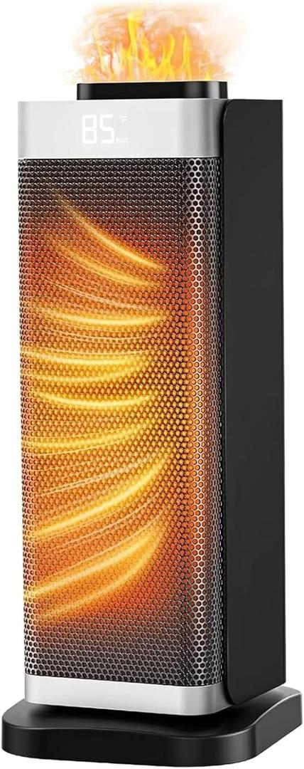 Space Heaters for Indoor Use, Staholz Portable Space Heater with Humidifier/Ambient Light, Family-Safe Electric Heaters with Thermostat,12H Timer,70 Oscillation,Ultra-Quiet for Home Office(SL) (Silver)