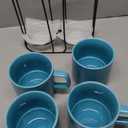 Adewnest Stackable Coffee Mugs with Rack: 13 oz Stacking Ceramic Cups with Stand - Porcelain Stacked Tea Mug Set of 3 (Turquoise)