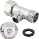Bidet T Adapter, 3 Way Adapter or Tee Connector (Thread Size 1/2 x 1/2 x 9/16), Bidet Attachment for Toilet (1/2inch)