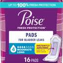 Poise Incontinence & Postpartum Pads for Bladder Leaks, 4 Drop Moderate Absorbency, Long Length, 16 Count