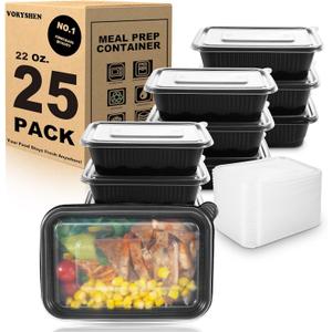 25-Pack Meal Prep Containers,22 Oz 1-Compartment to go Food Containers with Lids, Reusable Lunch Box |BPA Free|Stackable, Microwave/Dishwasher/Freezer Safe