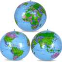 Coopay 3 Pack Inflatable Globe PVC World Globe Inflatable Earth Beach Ball Swimming Pool Ball Birthday Beach Party Decoration Summer Water Games Gifts for Beach Playing or Teaching, 3pcs