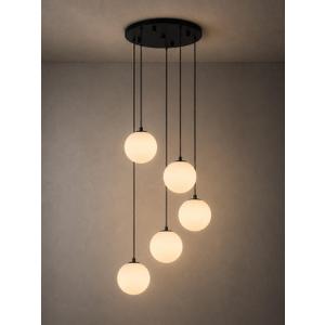 Black Globe High Ceiling Chandelier - 5-Light 360° Statement Focal Point
Modern Milk Glass Pendant Light G9 Base (Bulbs Not Included) for Dining Living Room Foyer Entryway Staircase