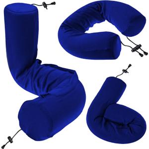 Dot&Dot Twist Memory Foam Travel Pillow for Airplanes - Travel Neck Pillow for Sleeping - Airplane Pillow for Neck Support - Adjustable, Bendable Neck Roll Pillow (Navy)
