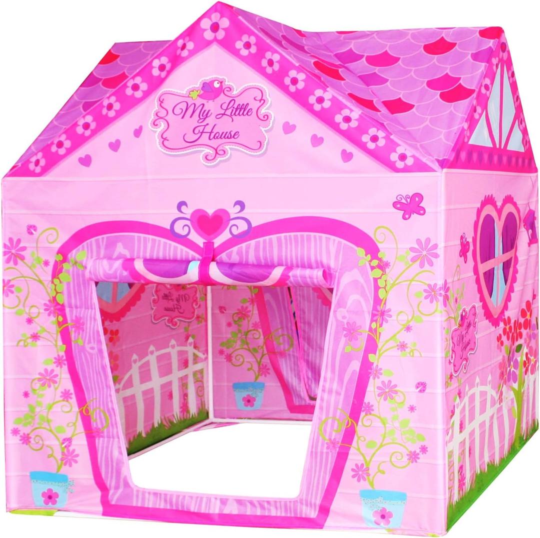POCO DIVO Floral Princess Castle Girls Pink Palace Play Tent Kids Pretend Fairy Playhouse