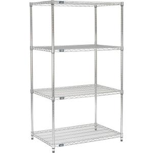 Nexel 21" x 24" x 74", 4 Tier Adjustable Wire Shelving Unit, NSF Listed Commercial Storage Rack, Chrome Finish, leveling feet