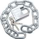 1.6 FT Security Chain Hardened 8mm Thick with Cut Proof Keyed Padlock- Stainless Steel Heavy Duty Chain Lock for Gate Bike Generator Fence Outdoor