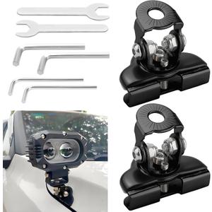 2PCS LED Light Bar Mounting Bracket,Universal Adjustable Hood Pillar Mounts for Jeep Wrangler JK JL & Toyota Tacoma,LED Light Bar Clamps, No Drill Installation (Black)