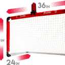 Franklin Sports Mini Hockey Goal Set - NHL Light Up Knee Hockey Goal and Stick Set with Hockey Ball - Perfect for Indoor Floor Hockey and Knee Hockey, Red, 36" L x 36" W x 24" H