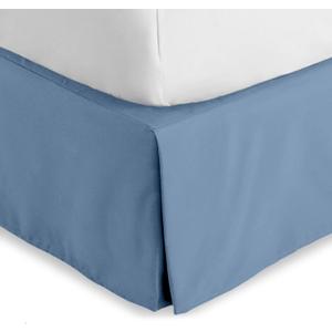Bare Home Queen Bed Skirt - 15-Inch Tailored Drop Easy Fit - Bed Skirt for Beds - Center & Corner Pleats (Queen, Coronet Blue)