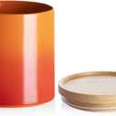 Sweejar Ceramic Food Storage Jar, Stackable Kitchen Canisters, Containers with Airtight Seal Wooden Lid for Serving Ground Coffee, Tea, Sugar, Salt and More - 16 Fl Oz (Gradient Orange)