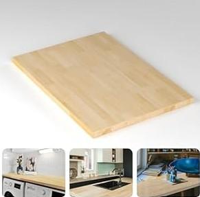 Butcher Block Counter Top, Durable and Sturdy Birch Solid Hardwood Countertop, Washer/ Laundry Countertop, Table Top, Unfinished, 1.5" Thickness, 25"W x 36"L