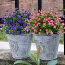 24 Bundles Outdoor Artificial Flowers UV Resistant Fake Boxwood Plants, Faux Greenery for Indoor Outside Hanging Plants Garden Porch Window Box Home Wedding Farmhouse Dcor (Pink)