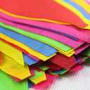 Novelty Place 100 Feet Pennant Banner - 75 Multicolor Bunting Flags (7x11 Inches) - Birthday Party Grand Opening Christmas Decorations