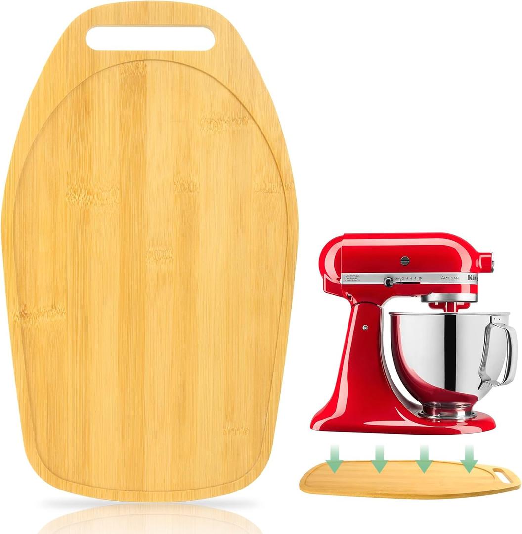 Mixer Slider Compatible with Kitchen aid Bowl Lift 4 .5-5 Qt Stand Mixer Bamboo- Kitchen Countertop Storage Mover Sliding Caddy for Kitchen Aid 4 .5-5 Qt Mixer (4 .5-5 Qt with handle-Natural)