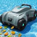 LanOcean Cordless Automatic Pool Cleaner Robot, Efficient Pool Vacuum Robot w/Self-Parking, 120Min Runtime, Auto Debris Removal, Ideal for Daily Maintenance of Flat Above Ground & Inground Pools-Gray