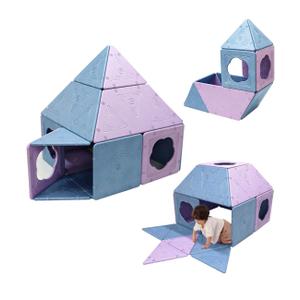 Asweets 18-Piece Magnetic Fort Building Kit, Lightweight Panels with Built-in Magnets, Giant Modular Playhouse Panels for 3+ Kids, 18-pcs Various Shapes
