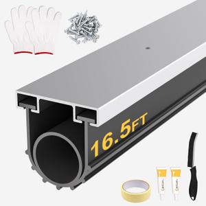 Garage Door Seal, U+O Ring Combination - Pre-Drilled Aluminum Track Retainer Kit, Easy Install, Heavy-Duty Garage Door Weather Stripping Kit, Silver (16.5 FT, 1.63" W)