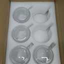 Qipecedm 6 PACK Premium Glass Coffee Mugs with Handle, 12 OZ Classic Vertical Stripes Glass Coffee Cups, Transparent Tea Cup for Hot/Cold Beverages, Glassware Set for Americano, Latte, Cappuccino