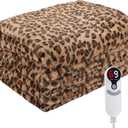 Electric Heated Blanket Twin Size 62"x84", Fast Heating, Soft Plush Microplush for Bed & Sofa, 1-10Hs Auto Off & 6 Heating Levels, Machine Washable, Gifts for Family-Brown Leopard Print
