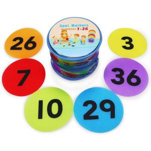 Carpet Spot Markers with Numbers 1-36 for Teachers and Kids, Classroom Floor Circles Dots Rug Mats for Kindergarten Preschool Organization, 4 Inch 36 Pack