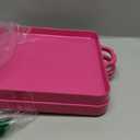 Square Serving Trays with Handles Melamine Hot Pink 12.5x12.5 Inch Spill Proof Kitchen Eating Trays Set of 2 for Cafeteria Cafe Food Appeizer Dessert Snack Dinner Lunch Breakfast,TR12-02