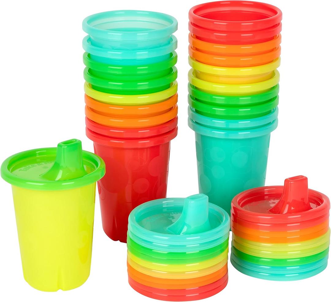 The First Years Take & Toss Spill Proof Sippy Cups - Rainbow Party Pack - Reusable Toddler Cups - Kids Cups and Snap On Lids for Ages 9 Months and Up - 20 Count