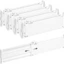 Lifewit 3.2" Tall 4 Pack Drawer Dividers, 26.5-42cm/10.2-16.5" Expandable Drawer Divider for Clothes, Adjustable Dresser Drawer Organizers, Drawers Separators for Dresser/Bathroom/Kitchen White