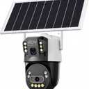 JideTech 6MP Dual Lens Solar Security WiFi Camera Outdoor, AOV Always-On Recording, PTZ 320 Pan 90 Tilt, 8W Solar Panel & 16000mAh Battery, Full Color Night Vision,Humanoid Automatic Tracking
