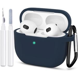 ATUAT Compatible with AirPods 3 Case, Protective Silicone Cover for AirPods 3rd Generation Case 2021, Wireless Charging - Dark Blue